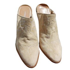 Bridgewater Studio WOMEN tan Leather Suede western mules Clogs Size 8